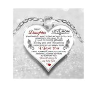 Inspiration Necklace Gifts for Daughter Birthday Gifts I Love You Heart Pendant Jewelry Necklace from Mom