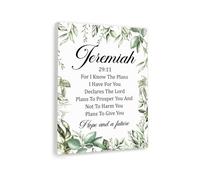 Inspirational Bible Verse Canvas Jeremiah 29:11 For I Know The Plans Christian Wall Art for Prayer Room Church Home Office Hope and Future(Framed,16x24inch(40x60cm))