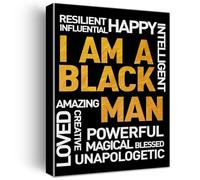 Inspirational Black Man Wall Art - Positive Affirmations Poster for Home Office Man Cave Decor(Framed,12x18inch(30x45cm))