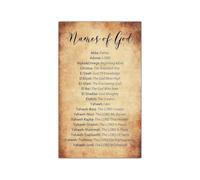 Inspirational Christian Poster The Names of God Bible Verses Canvas Wall Art for Bedroom Living Room(Framed,16X24inch(40X60cm))