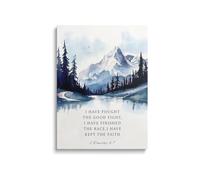 Inspirational Christian Wall Art I Have Fought The Good Fight Bible Verse 2 Timothy 4:7 Canvas Print Watercolor Decor for Home and Office(Unframed,16x24inch(40x60cm))