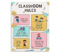 Inspirational Class Rules Poster - Motivational Chart for Elementary Middle School Classroom(Framed,16x24inch(40x60cm))