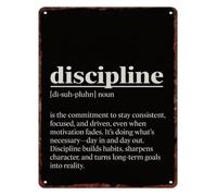 Inspirational Discipline Definition Quote Metal Tin Sign Motivational Wall Decor for Home Gym Garage Entryway 8 X 12 in