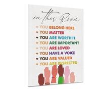 Inspirational Diversity Wall Art Poster in This Room Watercolor Canvas Painting Prints for Classroom Office Wall Decor Equality Artwork Gifts(Framed,16x24inch(40x60cm))