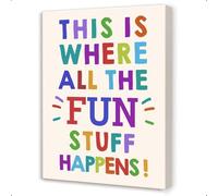 Inspirational Funny School Quote - This Is Where All The Fun Stuff Happens Wall-Art Print, Vibes Classroom Poster for Teachers, Students, Playful Learning Decor(Unframed,08x12inch(20x30cm))