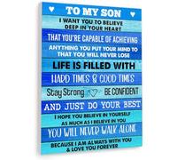 Inspirational Gift for Son, Gwisml To My Son Wall Art I Am Always With You, Motivational Quote Painting from Mom Dad, Decor for Son's Bedroom and Living Room(Framed,08x12inch(20x30cm))