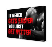 Inspirational Gym Wall Decor,Fitness Quotes Wall Art,It Never Gets Easier You Just Get Better Workout Canvas Wall Decor for Home Gym(Framed,12x18inch(30x45cm))