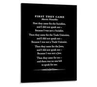 Inspirational History Poster - “First They Came” Human Rights Poem, Meaningful Wall Art for Office & Library(Unframed,08x12inch(20x30cm))