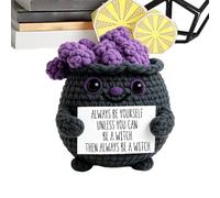 Inspirational Holiday Desktop Decoration - Crochet Halloween Knitted | Motivational Crochet Doll for Women Students Colleagues Collectors Birthday Home Bookshelf Bedside Nightstand