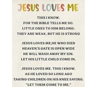 Inspirational Kids Wall Art - Jesus Loves Me Christian Bible Verse Canvas, Nursery & Sunday School Decor, Religious Gift for Baby and Toddler(Unframed,16x24inch(40x60cm))