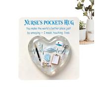Inspirational Nurse Hug - Acrylic Motivational Keepsake | 2D Pocket Card with Heart Design, 3.94in Length, 2.36in Heart, Thoughtful Gift for Hospital Staff Caregivers Healthcare Persons Graduation