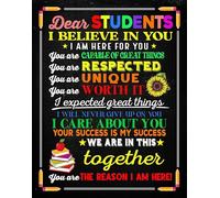 Inspirational Poster for Students, Dear Students I Believe In You Wall Art, Motivational Classroom Decor to Encourage Learning & Build Confidence, Teacher Gift Idea(Unframed,16x24inch(40x60cm))