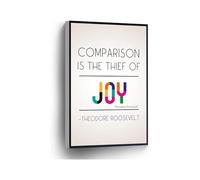 Inspirational Quote Canvas Art Comparison Is The Thief Of Joy Theodore Roosevelt Wall Decor(Unframed,16x24inch(40x60cm))