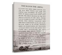 Inspirational Quote Canvas Print The Man In The Arena Theodore Roosevelt Motivational Wall Art for Living Room(Framed,16x24inch(40x60cm))