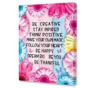 Inspirational Quote Canvas Wall Art - Be Creative Stay Inspired Think Positive Motivational Poster for Kids Teen Girls Room Decor(Unframed,16x24inch(40x60cm))