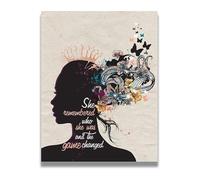 Inspirational Quote Poster for Women - She Remembered Who She Was and The Game Changed Wall Art(Framed,12x18inch(30x45cm))