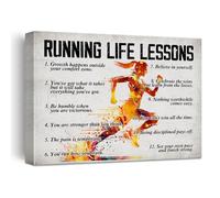 Inspirational Running Canvas Wall Art Life Lessons Posters Home Decor Canvas Print Ready to Hang Gift(Framed,16x24inch(40x60cm))
