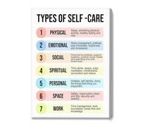 Inspirational Self Care Wall-Art Canvas Print Motivational Decor for Counseling Office Therapist Office Wellness Clinic Waiting Room(Unframed,08x12inch(20x30cm))