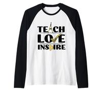 Inspirational Teach Love Inspire Back To School Math Teacher Camiseta Manga Raglan