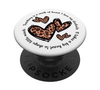 Inspirational Teacher Quote For Women Cute Leopard Hearts PopSockets PopGrip Adhesivo