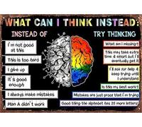 Inspirational Tin Sign What Can I Think Instead of Trying Metal Wall-Art for Classroom School Home Office 8 X 12 in