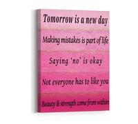 Inspirational Wall Art for Women - Pink Tomorrow is a New Day Quote Poster, Motivational Home & Office Decor, Encouraging Gift for Daughter, Sister, Best Friend, Teen(Unframed,12x18inch(30x45cm))