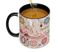 Inspirational Yoga Mugs, 330ml Ceramic Cup, Yoga Themed Drinkware, Holiday Coffee Mug for Picnic Outdoor Water Campfire Hiking Camping Home Party Tea Whiskey Beer Game Fun