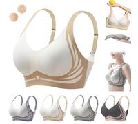 Inspirationp Super Gather Bra, Sujetador Deportivo Push-up inalámbrico Transpirable, antiflacidez, (White,L)