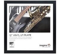 inspire by Hampton Frames | Marco para vinilo LP | Negro, MDF, acrílico sin vidrio, 32x32 cm | Perfil 20 mm, colgador pared, doble orientación | Exhibe álbumes de vinilo decorativos