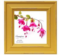inspire by Hampton Frames PALOMA - Marco de fotos cuadrado | 4 x 4 pulgadas (10 x 10 cm), vidrio amarillo mostaza, diseño moderno, soporte para mesa o pared | Muestra recuerdos, decoración del hogar