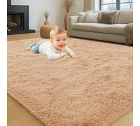 INSPIRE HOMEWARE Alfombras de noche para dormitorio, 120 x 170 cm, mullidas, color beige, para sala de estar, alfombra moderna de felpa de pelo alto que no se desprende, alfombra suave para pasillo