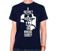 Inspired by Jw Pepper T Shirt A Secret Agent On Whose Side? Cult Movie tee T-Shirt Navy XL