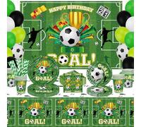 Inspireyee 151 Pack Football Party Supplies Deportes Tema Cumpleaños Decoraciones Fútbol Party Vajilla Juego Plato Servilleta Fondo para Niños Deportes Tema Cumpleaños Decoraciones Sirve 20 Invitados