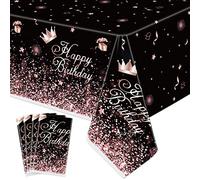 Inspireyee 4 Paquetes de manteles de Oro Rosa Negro para Fiestas de cumpleaños, Suministros para Fiestas de cumpleaños, manteles rectangulares, manteles de Oro Rosa 51 x 86 Pulgadas