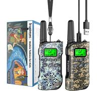 Inspireyes Walkie Talkie Niños Recargable, 48 Horas de Tiempo de Trabajo, 3 kilómetros de Largo Alcance, Regalos de Cumpleaños, Juguetes al Aire Libre para niños de 3 a 12 años, Paquete de 2