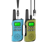 Inspireyes Walkie Talkie Niños Recargable, 48 Horas de Tiempo de Trabajo, 3 kilómetros de Largo Alcance, Regalos de Cumpleaños, Juguetes al Aire Libre para niños de 3 a 12 años, Paquete de 2