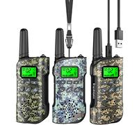 Inspireyes Walkie Talkie Niños Recargable, 48 Horas de Tiempo de Trabajo, 3 kilómetros de Largo Alcance, Regalos de Cumpleaños, Juguetes al Aire Libre para niños de 3 a 12 años, Paquete de 3