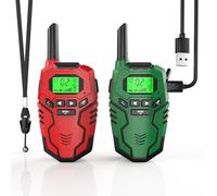 Inspireyes Walkie Talkie Niños Recargable, 48 Horas de Tiempo de Trabajo, 3 kilómetros de Largo Alcance, Regalos de Cumpleaños, Juguetes al Aire Libre para niños de 3 a 12 años, Paquete de 2