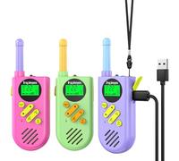 Inspireyes Walkie Talkies Niños Recargables,Regalo Niño Niña,Pack de 3 | 48 h de autonomía, largo alcance, VOX manos libres, linterna, camping, senderismo, regalo de cumpleaños y Navidad