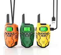 Inspireyes Walkie Talkies Niños Recargables,Regalo Niño Niña,Pack de 3 | Alcance de hasta 3 km para camping, senderismo y juegos al aire libre. Juguete divertido y regalo para niños de 3 a 12 años.