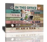 Inspirierende Wandkunst für Büro, Leinwanddruck, Motivationszitate, Poster Kunstwerk "In This Office We Are A Team", moderno Heimdekoration, gerahmt und gespannt, Schlafzimmer, 12 x 16 pulgadas