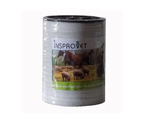 INSPROVET Cinta Blanca Conductora para Electrificador y Pastor Eléctrico, Ideal para Cercados con Ganado y Animales de Granja (Vacas, Caballos...), 12,5 mm de Ancho x 200m de Largo