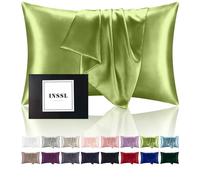 INSSL Funda de Almohada de Seda de Morera para Mujer, para el Cabello y la Piel, te Mantiene cómoda y Transpirable Durante el sueño (Verde té, estándar)