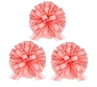 Insta Bows - Lazo grande de 8 pulgadas para bicicleta, encaje rosa y lazo de cinta que hace que el lazo grande sea perfecto para envolver regalos realmente gigantes o coche de juguete, 3 lazos