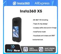 Insta360-Cámara de acción X5 impermeable, 8K, 360 °, Lenses8K, 30fps, vídeo de 360 °, protector de viento, 185 minutos, nuevo y original, stock en la UE X5 Essentials Combo