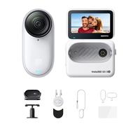 Insta360 GO 3S Paquete de Acción Blanco (128 GB) - Cámara vlogging 4K | Cámara POV, manos libres, cámara de acción, estabilización, 140 min de batería, edición IA, vlog, viajes, POV de mascotas