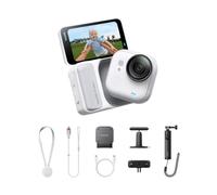 Insta360 GO Ultra Paquete de creador Blanco-Pequeña cámara vlog 4K, Manos Libres, cámara POV, Sensor de 1/1,28", Peso de 53 g, 156° FOV, batería 200min, cámara de acción portátil para Deportes