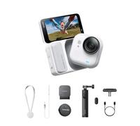 Insta360 GO Ultra Paquete Vlogger Blanco - Cámara vlog 4K, cámara POV | Sensor de 1/1,28", peso de 53 g, 156° FOV, batería 200 min, cámara de acción magnética y portátil para deportes, vlogging
