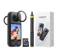 Insta360 X3 - Kit de extensión de cámara de acción de 360 Grados Que Incluye: Palo Selfie de Fibra de Carbono 3M + Protectores de Lente + 256 GB