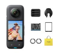 Insta360 X3 Paquete de Acción - Cámara de acción Impermeable de 360° con Sensor de 1/2 Pulgada, 5.7K 360, Fotos 72MP, estabilización, Pantalla táctil de 2.29", edición por IA, Live Streaming, Webcam